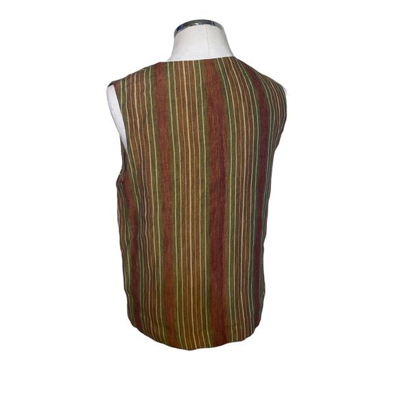 Vintage Anne Klein Linen Striped Sleeveless Button Front Vest Size 8 Petite - Picture 3 of 12